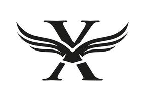 brev x vinge logotyp för transport, frakt, transport logotyp vektor mall