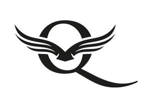 brev q vinge logotyp för transport, frakt, transport logotyp vektor mall