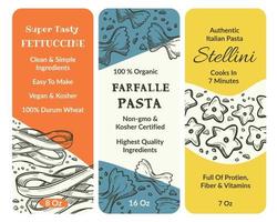 farfalle pasta, stellini och fettuccine spaghetti vektor