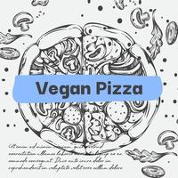 vegane Pizza, Restaurantmenü oder Shop-Store-Vektor vektor