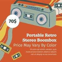 tragbare Retro-Stereo-Boombox, Antiquitätengeschäft vektor