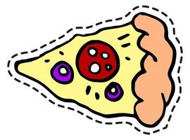 italienische pizza mit salami und käse, aufkleber vektor