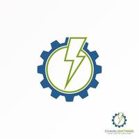 einfache und elektrische Linie oder Strom innerhalb des Zahnradbildes, Grafik, Symbol, Logo, Design, abstraktes Konzept, Vektorbestand. kann als Symbol für Technik oder Elektrik verwendet werden. vektor