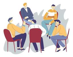 Sitzungs- oder Gruppentherapie Menschen sprechen Probleme vektor