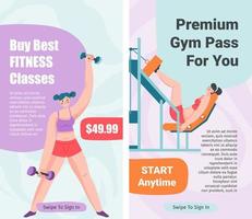 Premium-Fitness-Pass für Sie, kaufen Sie Fitnesskurse vektor