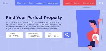 hitta din perfekt fast egendom, Sök på hemsida vektor