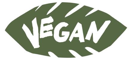 veganes produkt, etikett oder banner in blattform vektor
