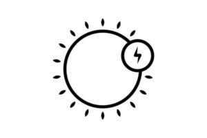 Abbildung des Symbols für Solarenergie. Sonnensymbol mit Strom. Symbol für Ökologie, erneuerbare Energien. Liniensymbolstil. einfaches Vektordesign editierbar vektor