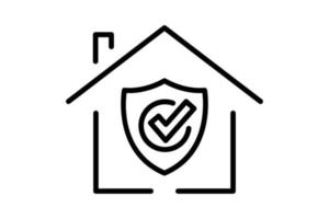 vertrauenswürdige heimschutzsymbolillustration. Haussymbol mit Schild. Symbol für Sicherheit. Liniensymbolstil. einfaches Vektordesign editierbar vektor