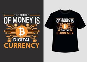 bitcoin crypto druckbare t-shirt-design-grafik-vektorvorlage vektor