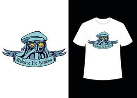 Kraken-Druck editierbare T-Shirt-Design-Vorlage vektor