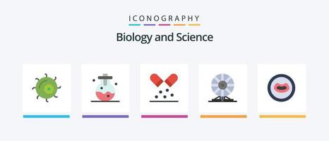 Biologie Flat 5 Icon Pack inklusive Mund. Anatomie. Medizin. Bewegung. Chemie. kreatives Symboldesign vektor