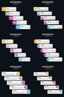 Vektor 6 Infografiken Pack Präsentationsfolie Vorlage 5 Schritte Zyklusdiagramme und Zeitleisten