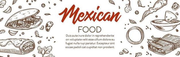 mexikanisches essen traditionelle gerichte mit gemüse vektor