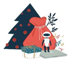 weihnachtsspielzeug und geschenke, neujahrsferien vektor