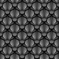 schwarzer nahtloser Vektorjugendstilhintergrund mit grauen Blumen vektor