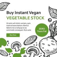 köpa omedelbar vegan vegetabiliska stock, noll trans fett vektor