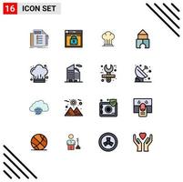 uppsättning av 16 modern ui ikoner symboler tecken för konstruktör restaurang layout hatt kock redigerbar kreativ vektor design element