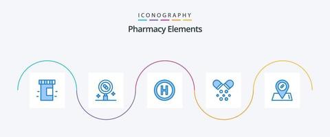 Apotheke Elemente blau 5 Icon Pack inklusive Pillen. medizinisch. Krankenhaus. Tabletten. medizinisch vektor