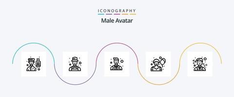 manlig avatar linje 5 ikon packa Inklusive skola. joker. upptäcka, detektera. clown. polis vektor