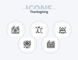 Thanksgiving Line Icon Pack 5 Icon Design. Ferien. Frühstück. Apfel. Haferbrei. Schüssel vektor