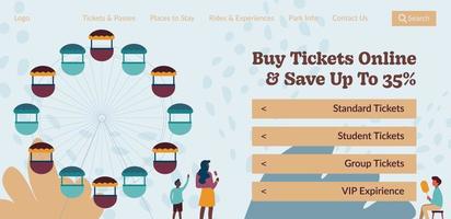 Tickets online kaufen und Geld sparen, Vergnügungspark vektor