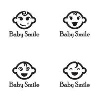 söt Lycklig bebis ansikte leende logotyp mall vektor