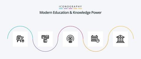 modern utbildning och kunskap kraft linje 5 ikon packa Inklusive universitet. datum. kunskap. dag. utbildning vektor