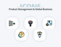 Produktmanagement und globale Geschäftslinie gefüllt Icon Pack 5 Icon Design. schnell. Kreislauf. SDK. agil. Produktion vektor