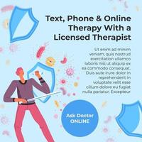 Texttelefon und Online-Therapie mit Facharzt vektor