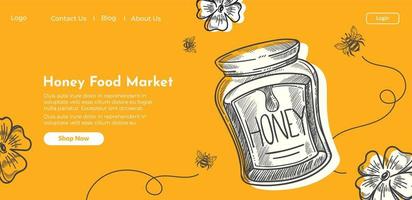honung mat marknadsföra organisk affär hemsida vektor