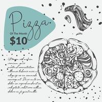 Pizza 10 Dollar Rabatt, Verkauf und Promo des Cafés vektor