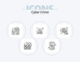 cyber brottslighet linje ikon packa 5 ikon design. bomba. mobil. brev. e-post vektor