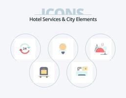 hotell tjänster och stad element platt ikon packa 5 ikon design. hotell. sport. concierge. golf. service vektor