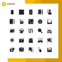 Stock Vector Icon Pack mit 25 Zeilenzeichen und Symbolen für Detektiv-Scratch-Pad-Zelle-Notizblock-Notizblock-editierbare Vektordesign-Elemente