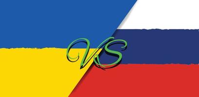 Flaggen der Ukraine und Russlands. ukraine gegen russland, flaggen, konflikt zwischen russland und der ukraine. ukrainisch-russische Militärkrise. vektor