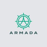 buchstabe a für armada-schiffslogodesign vektor