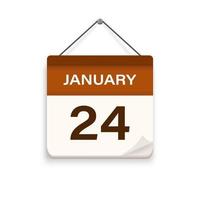 24. januar, kalendersymbol mit schatten. Tag Monat. Besprechungstermin. Datum des Veranstaltungsplans. flache vektorillustration. vektor