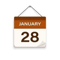 28. januar, kalendersymbol mit schatten. Tag Monat. Besprechungstermin. Datum des Veranstaltungsplans. flache vektorillustration. vektor