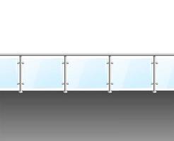 realistische detaillierte 3d-glasbarriere moderner balkon oder terrasse. Vektor