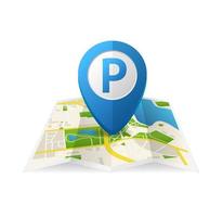 realistischer detaillierter 3D-Parkplatz blauer Tag-Pin für App. Vektor