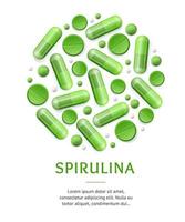 grön spirulina piller begrepp baner med realistisk detaljerad 3d element. vektor