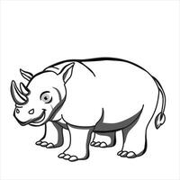 en söt noshörning konst illustration design i vektor för barn färg bok