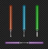 realistisches 3d-detailliertes Farb-Jedi-Ritter-Set. Vektor