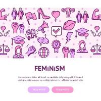 feminism rörelse flygblad baner posters kort. vektor