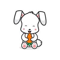 süßes Kaninchen sitzen mit Karotten-Cartoon-Symbol-Illustration vektor