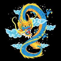 chinesischer drache mit wolkenillustration vektor