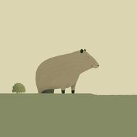 capybara däggdjur djur- silhuett Sammanträde på de jord vektor