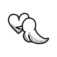 kärlek fågel ikon med hand dra stil vektor