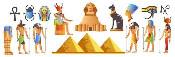 altes ägypten mit wahrzeichen und göttermythologie vektor